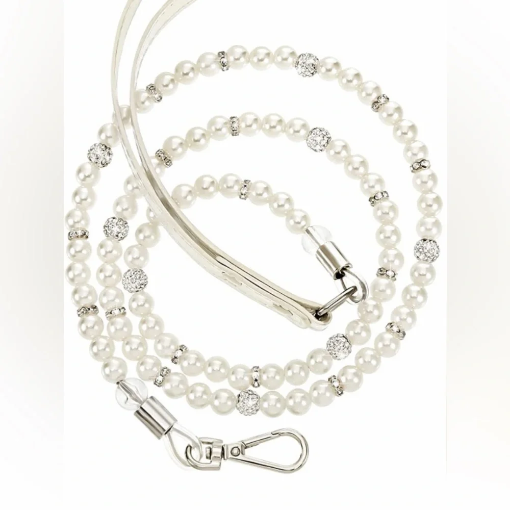 Gorgeous Artificial Pearl Leash with Crystal Rhinestone for Dog or Cat